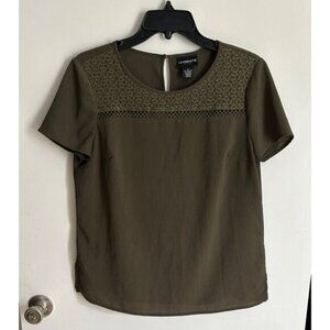 Liz Claiborne Career Women Olive-Green Short Sleeve Blouse Size S